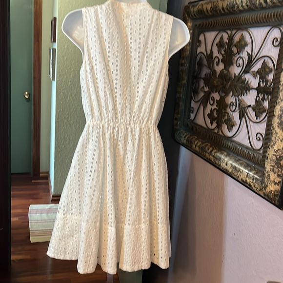 Maison Jules White Dress  Cut Out Lined  Waisted Sleeveless Sz S - Picture 6 of 11